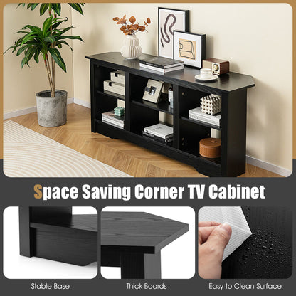 Electric Fireplace and TV Stand Bundle with Open Storage Shelves-Black