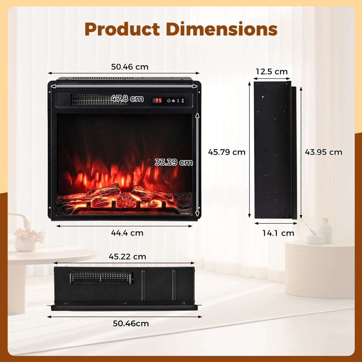 Electric Fireplace and TV Stand Bundle with Open Storage Shelves-Grey