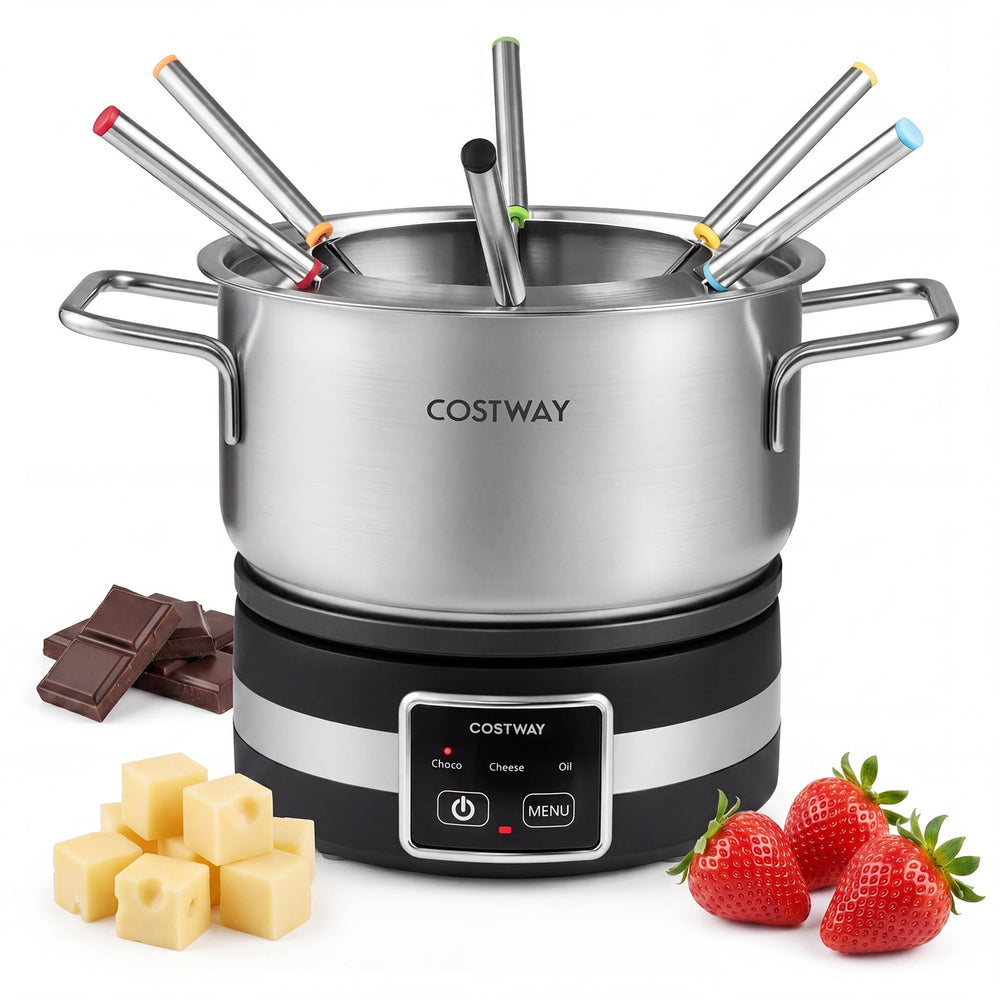 Electric Fondue Pot Set 1200W Fondue Maker with Removable Stainless Steel Pot