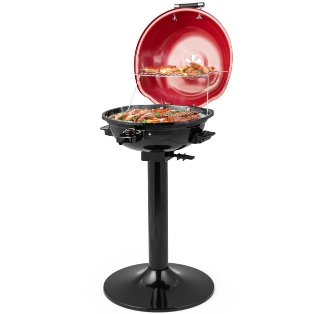 Electric BBQ Grill with Removable Non-Stick Grilling Rack-Red