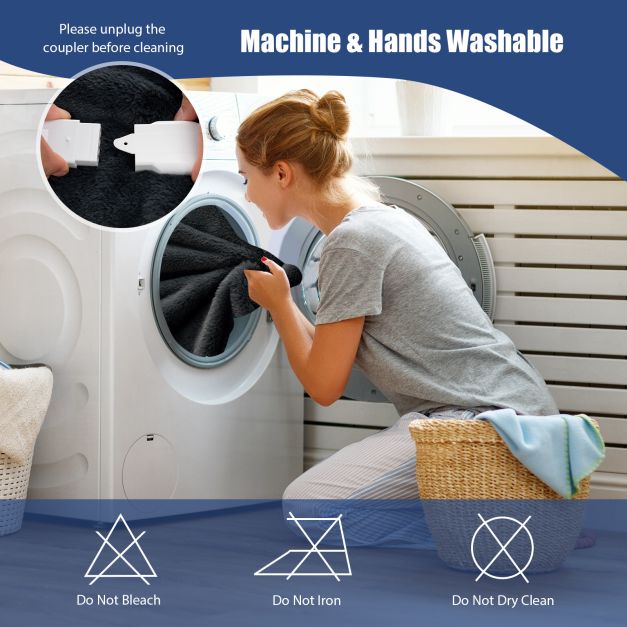 Electric Heated Blanket Throw with 10 Heat Settings-Grey