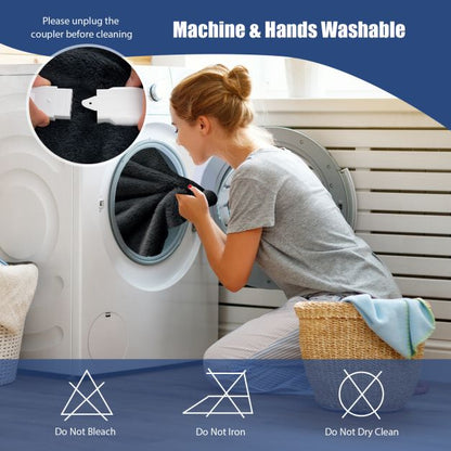 Electric Heated Blanket Throw with 10 Heat Settings-Grey