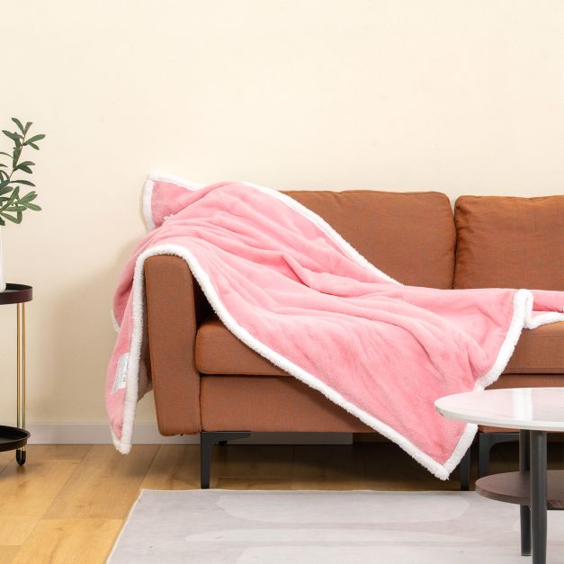Electric Heated Blanket Throw with 10 Heat Settings-Pink