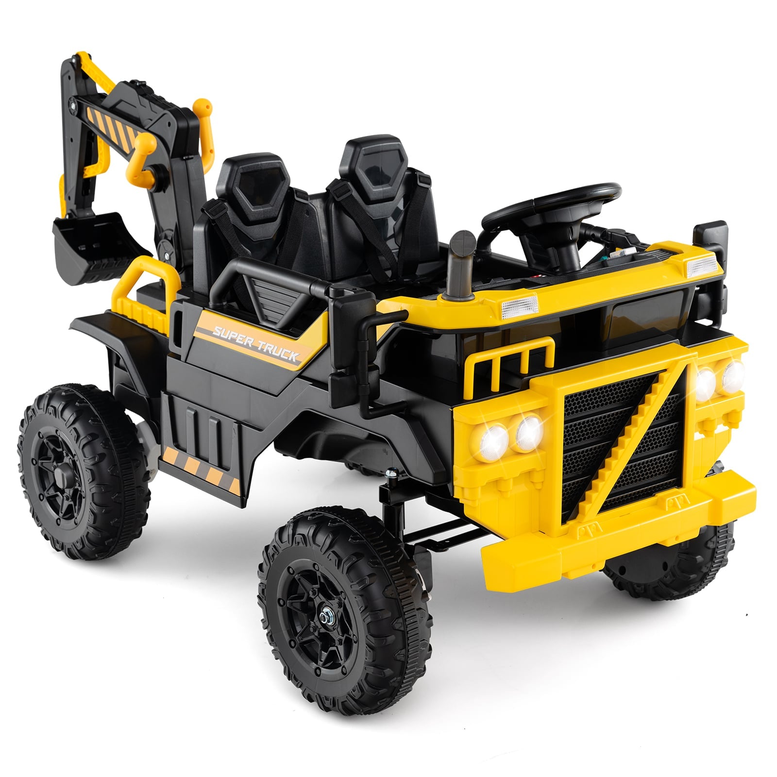 4WD Electric Truck Construction Vehicle with Remote Control-Yellow & Black