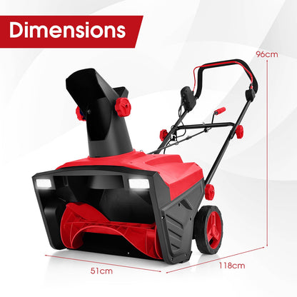 Electric Walk-behind Snow Blower with Dual LED Lights and Rotating Chute-Red
