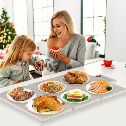 Electric Food Warming Tray Tray with Adjustable Temperature Control-Beige