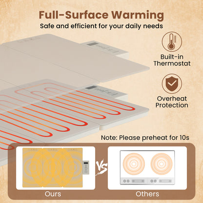 Electric Food Warming Tray Tray with Adjustable Temperature Control-Beige