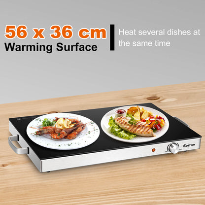 Electric Warming Tray with Cool-Touch Handles and Stainless Steel Frame