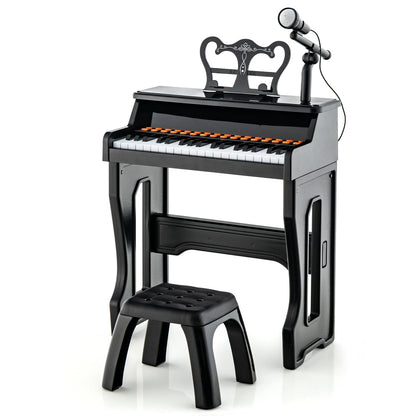 37-Key Electronic Piano Keyboard with Adjustable Microphone-Black