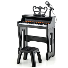 37-Key Electronic Piano Keyboard with Adjustable Microphone-Black