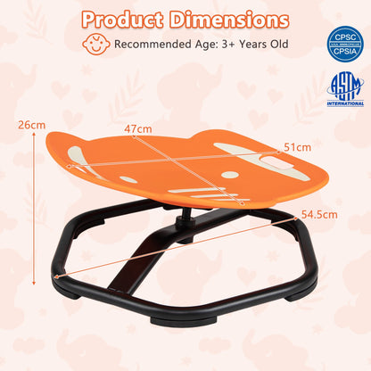 Elephant-Shaped Spinning Chair for Autistic and ADHD Kids with Dual Side Handles and Build Balance-Orange