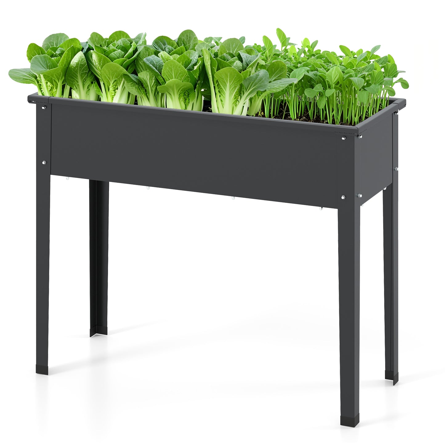 Elevated Metal Raised Garden Bed with Legs and Drainage Holes for Balcony Backyard