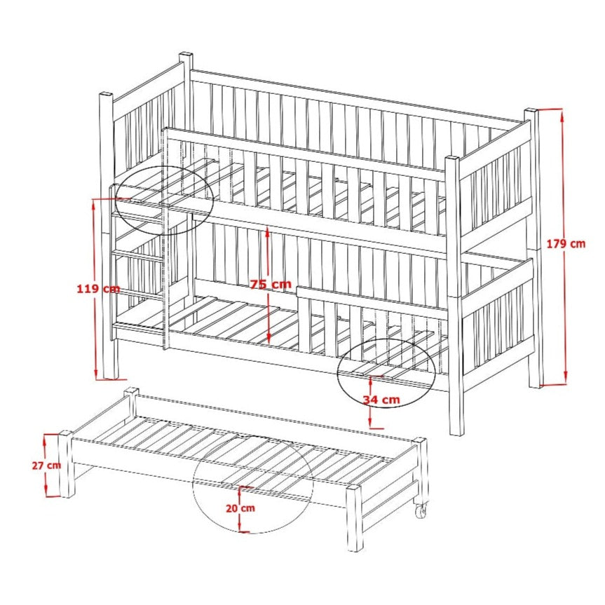 Emily Bunk Bed with Trundle and Storage