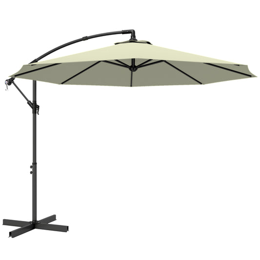 Outsunny 3m Overhanging Cantilever Parasol, with Cross Base - Beige