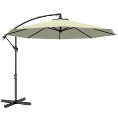 Outsunny 3m Overhanging Cantilever Parasol, with Cross Base - Beige