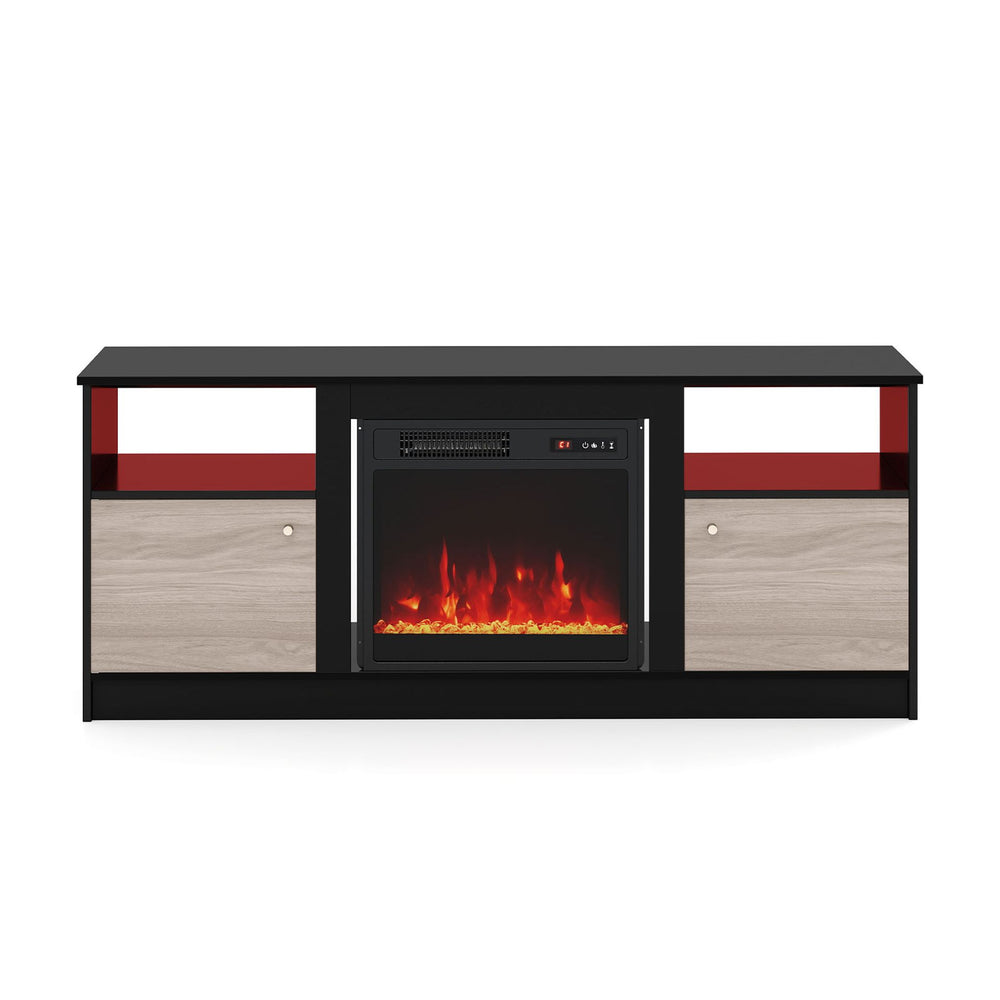 Entertainment Center with 18" Electric Fireplace and Open & Enclosed Storage