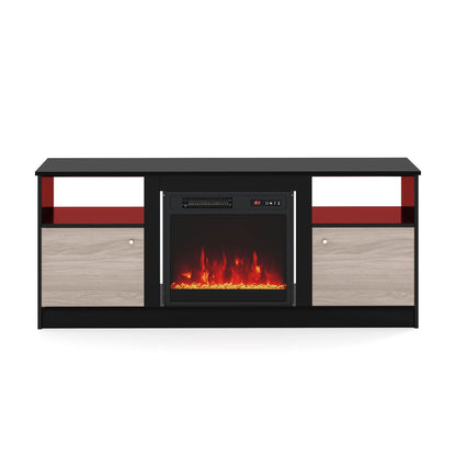 Entertainment Center with 18" Electric Fireplace and Open & Enclosed Storage
