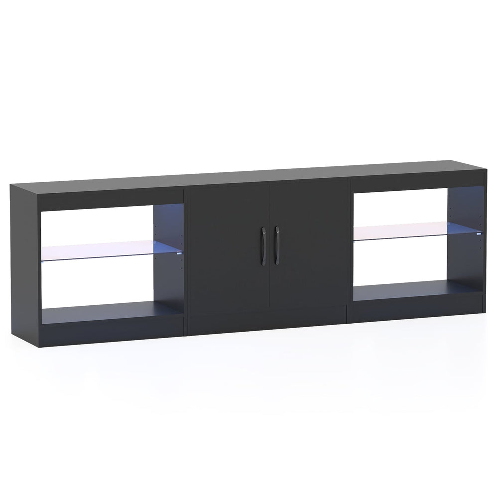 3-in-1 Entertainment Center with Adjustable Glass Shelves-Black