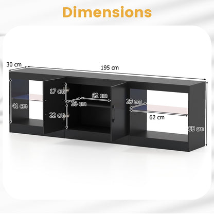3-in-1 Entertainment Center with Adjustable Glass Shelves-Black