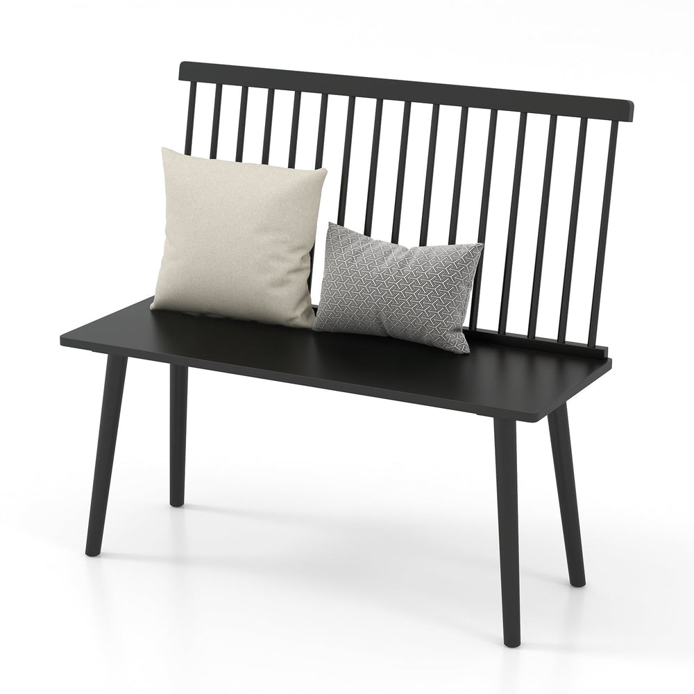 Entryway Bench for 2 Windsor Bench with Spindle Back-Black