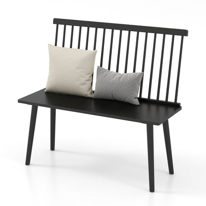 Entryway Bench for 2 Windsor Bench with Spindle Back-Black