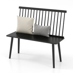 Entryway Bench for 2 Windsor Bench with Spindle Back-Black