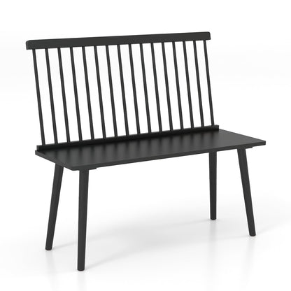 Entryway Bench for 2 Windsor Bench with Spindle Back-Black