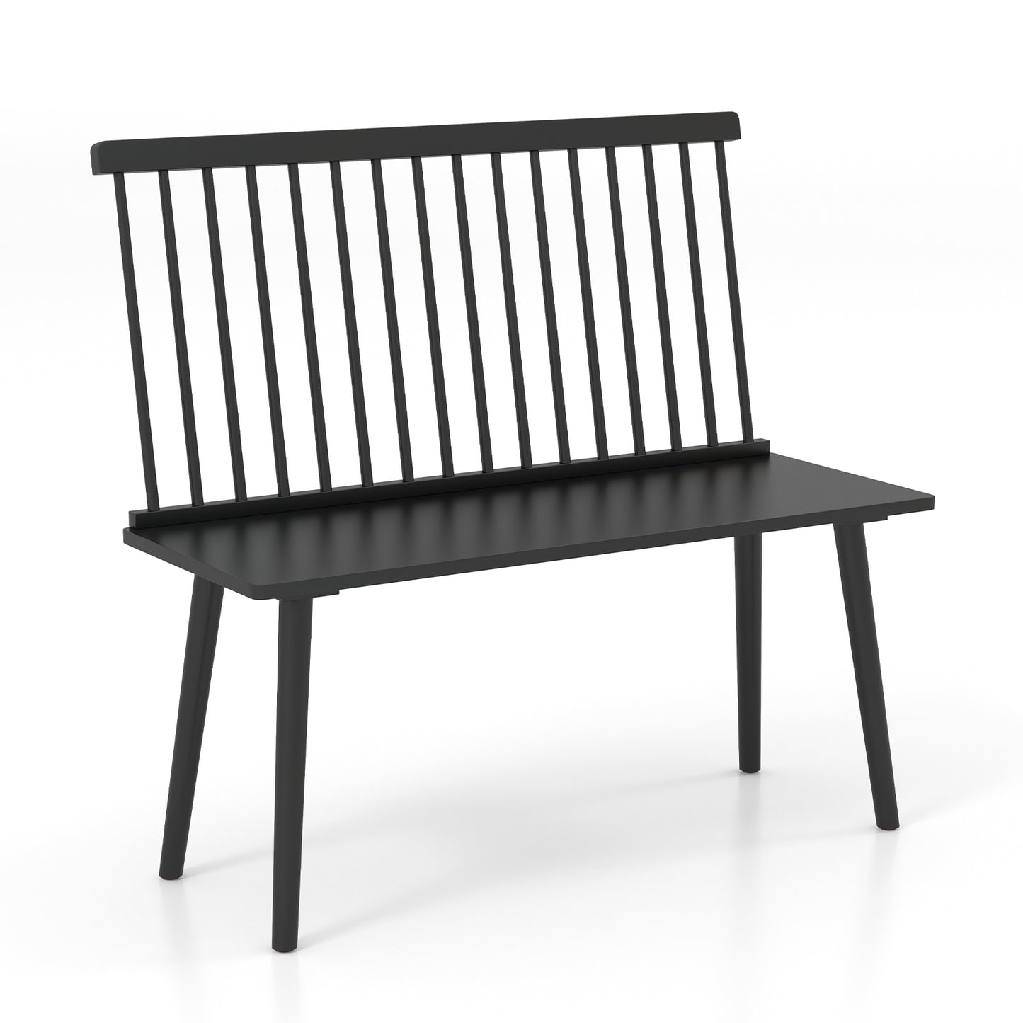 Entryway Bench for 2 Windsor Bench with Spindle Back-Black