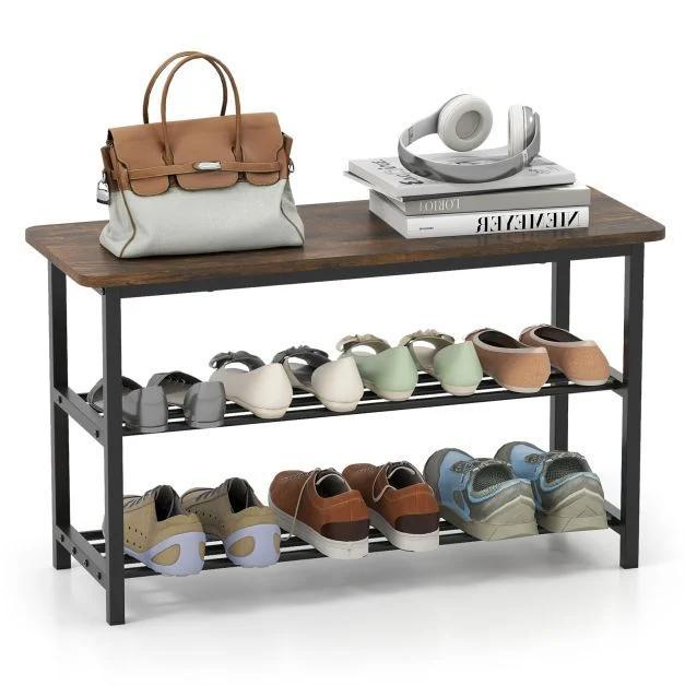 Entryway Set with 3-Tier Shoe Rack Console Table and Freestanding Coat Stand