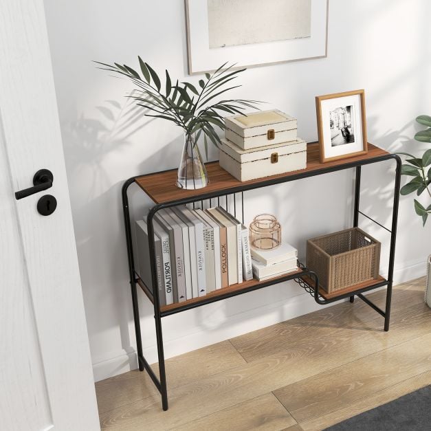 Console Table with Storage Shelf and Metal Frame for Living Room