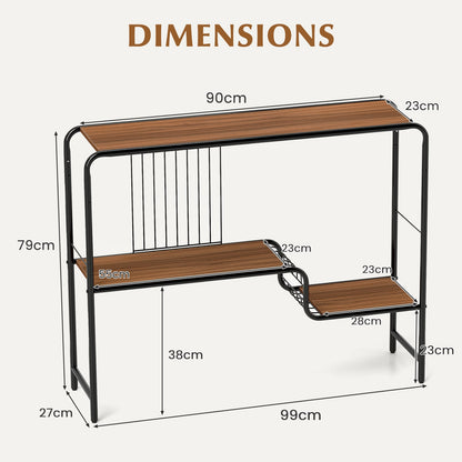 2-Tier Console Table with Storage Shelf and Metal Frame