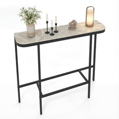 Entryway Table with Faux Marble Top and Metal Frame for Hallway-Grey