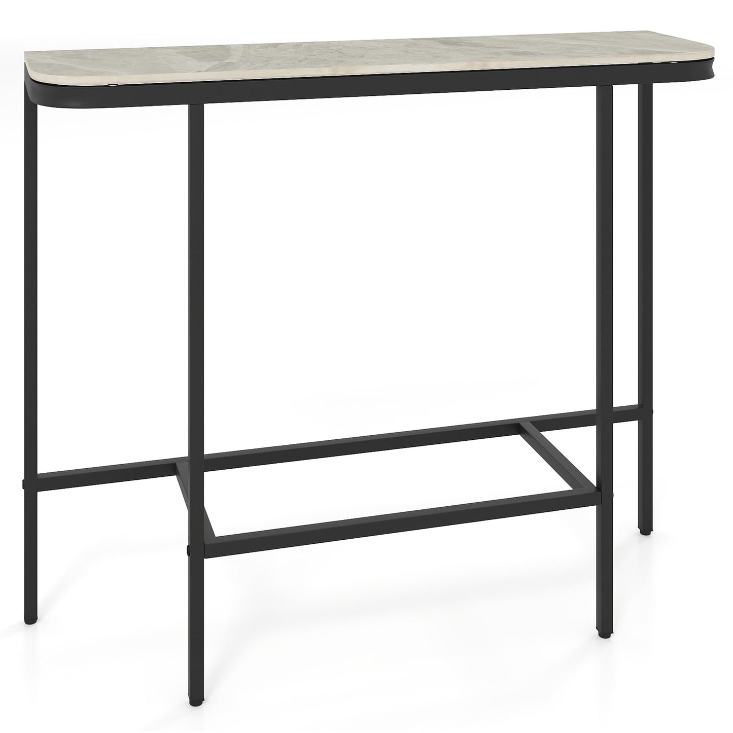 Entryway Table with Faux Marble Top and Metal Frame for Hallway-Grey
