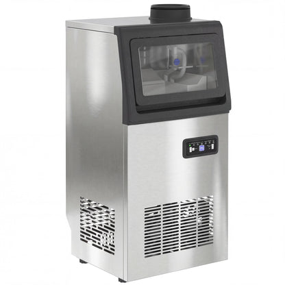 HOMCOM Commercial Ice Maker Machine, 36kg/24H Stainless Steel Under Counter or Freestanding Ice Machine, Silver
