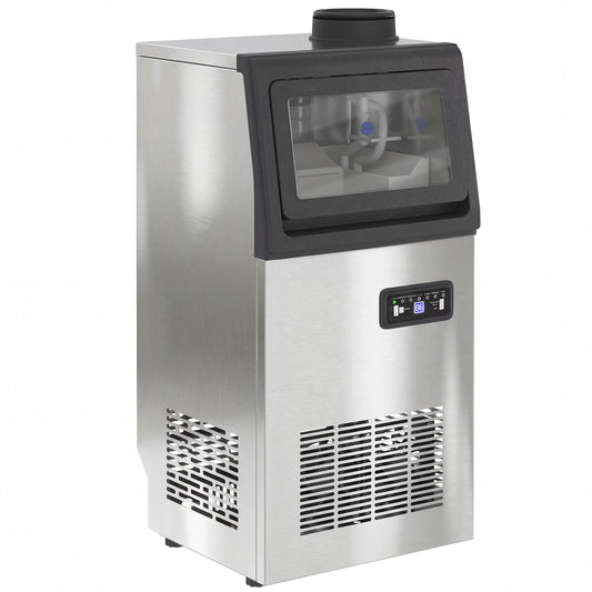 HOMCOM Commercial Ice Maker Machine, 36kg/24H Stainless Steel Under Counter or Freestanding Ice Machine, Silver