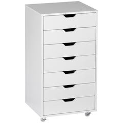 Vinsetto Seven-Drawer Filing Cabinet, with Wheels - White