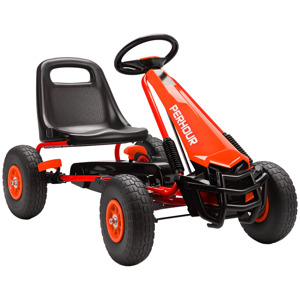 AIYAPLAY Kids Pedal Go Kart with Adjustable Seat, EVA Tyres, Manual Clutch, Brake, Go Kart for Kids 3-8 Years, Red
