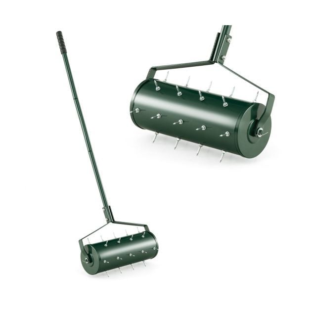 Ergonomic 2-in-1 Lawn Care Bundle: Deep Aerator Tool + U-Handle Compost Spreader for Fertile Soil