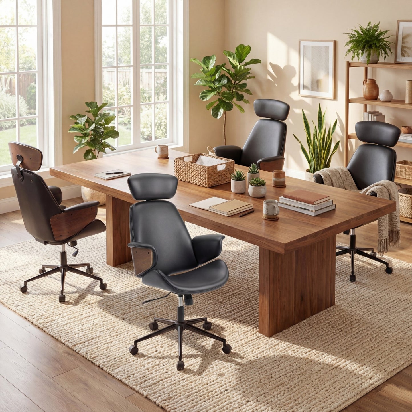Ergonomic Office Chair with Headrest & Adjustable Height for Home Office-Black