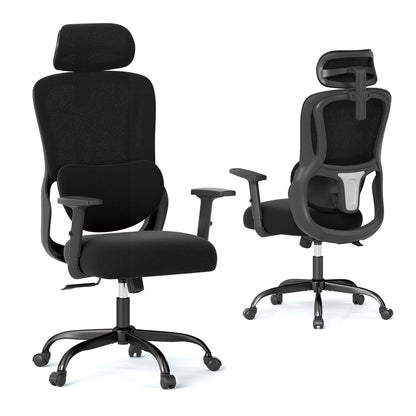 Ergonomic Office Chair with Headrest High Back Desk Chair-Black