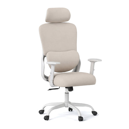Ergonomic Office Chair with Headrest High Back Desk Chair-White