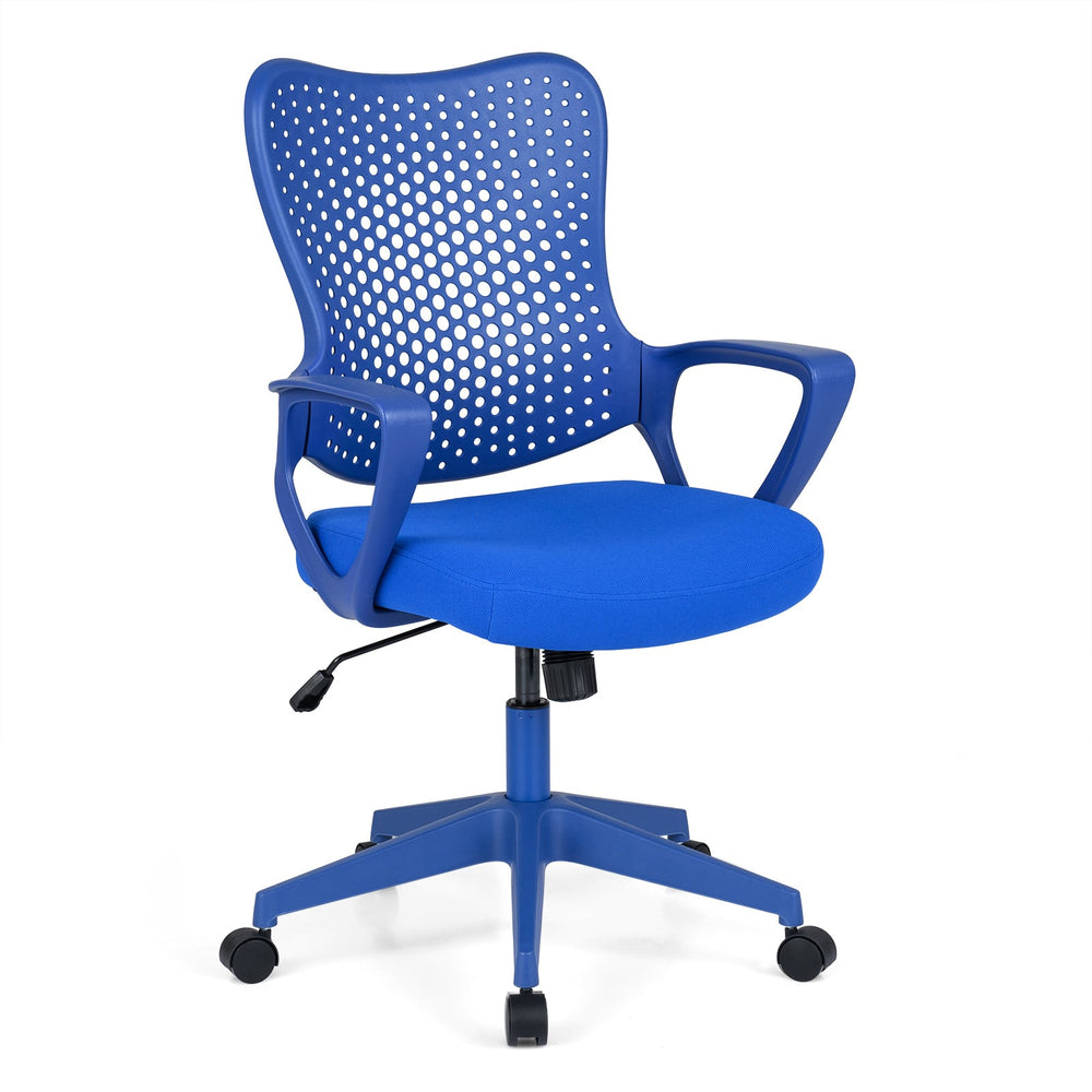 Ergonomic Office Chair with Padded Cushion and Butterfly Backrest Adjustable Swivel-Blue