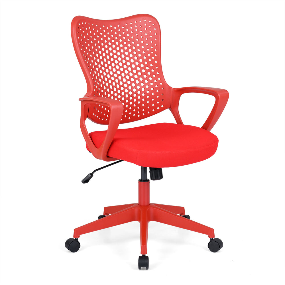 Ergonomic Office Chair with Padded Cushion and Butterfly Backrest Adjustable Swivel-Red