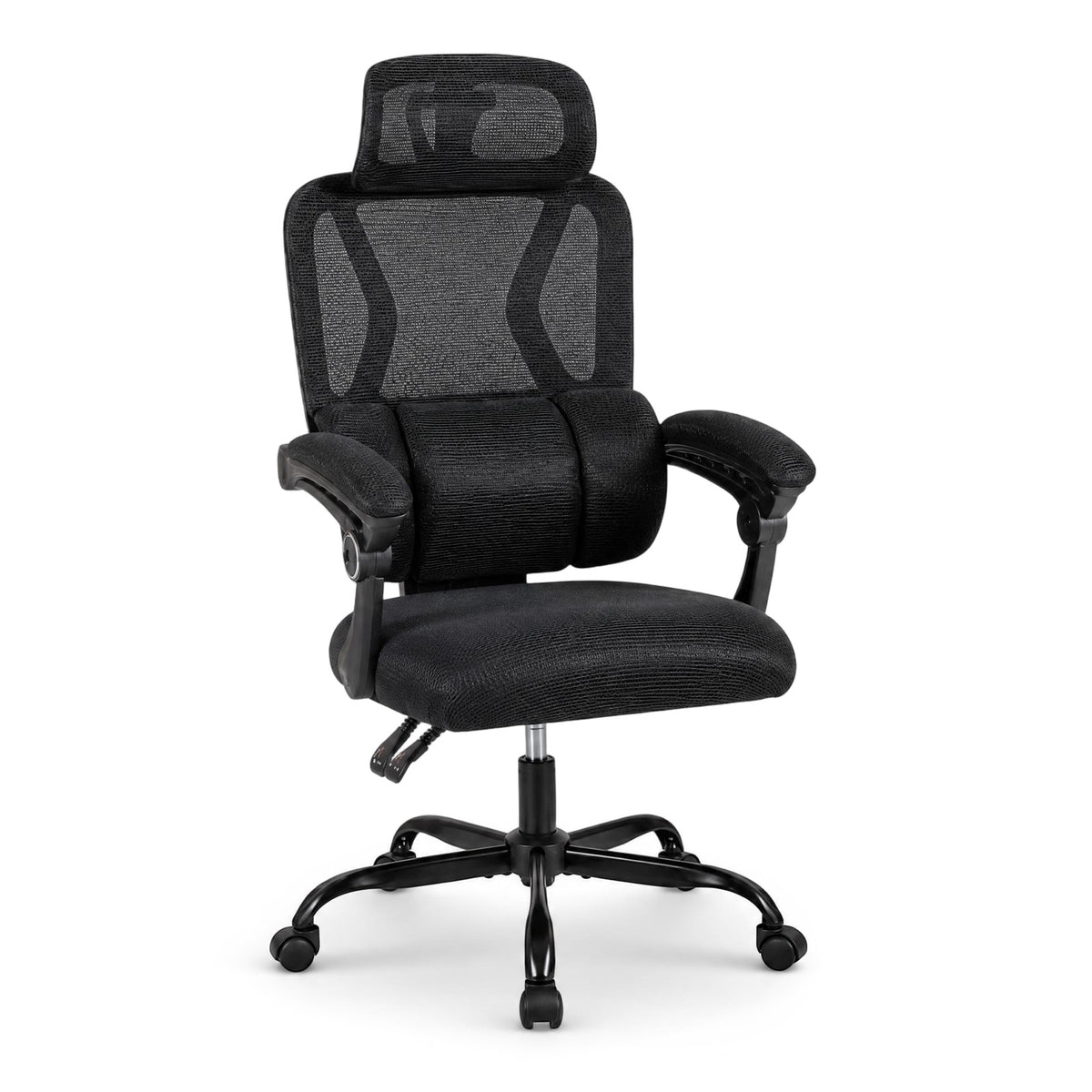 Ergonomic Office Computer Mesh Chair with High Back and Adaptive Lumbar Support-Black