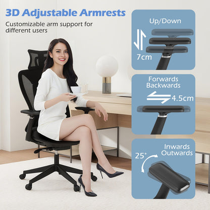 Ergonomic Mesh Office Chair High Back Executive Chair with Adjustable Lumbar Support-Black