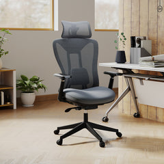Ergonomic Mesh Office Chair High Back Executive Chair with Adjustable Lumbar Support-Grey