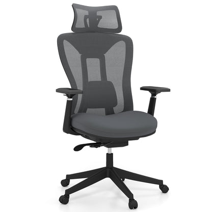 Ergonomic Mesh Office Chair High Back Executive Chair with Adjustable Lumbar Support-Grey
