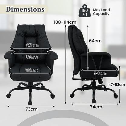 Ergonomic Office Chair with Spring Cushion Seat and Adjustable Swivel Seat-Black