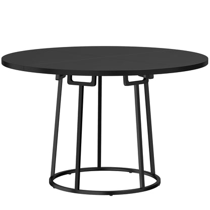 HOMCOM Dining Table Space Saving Kitchen Table Spliced Tabletop Conical Metal Base 120 cm Round Black
