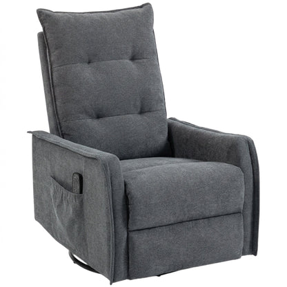 HOMCOM Recliner Armchair, Chenille Recliner Chair with Massage and Heat, 360Â° Swivel Rocking Manual Recliner, Dark Grey
